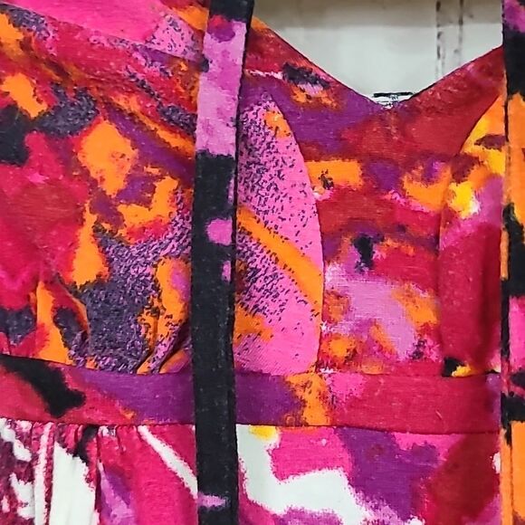 Express XS Colorful Babydoll Halter Mini Dress Soft Rayon Knit Slip Sundress - Picture 3 of 9